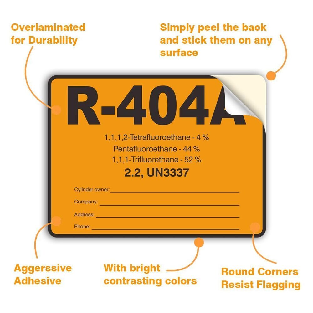 5618 R404A HVAC/R Labels R-404A Color Coded Refrigerant ID Labels - Picture 3 of 5